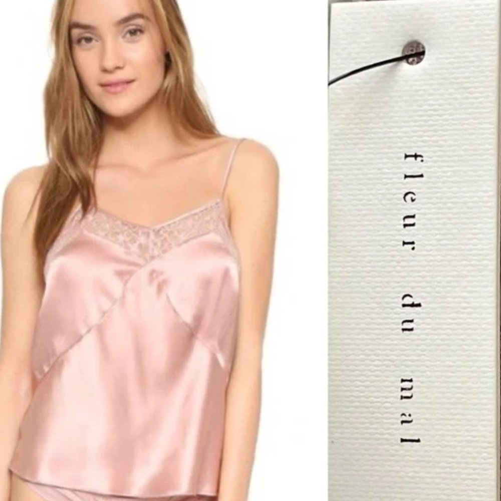 Fleur Du Mal 100% Silk Lace Cami in Ballet Pink size S